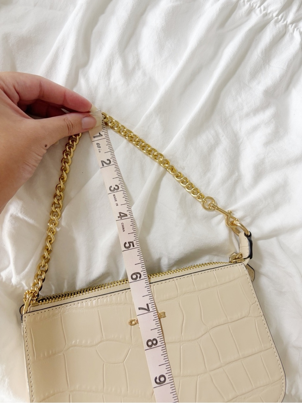 COACH Nolita 20 Croc Embossed Beige Leather Wristlet Pouch - Picture 15 of 15